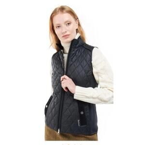 Barbour Poppy Gilet Vest Black Quilted Zip Up Vest Womens Sz 6 NWT $200